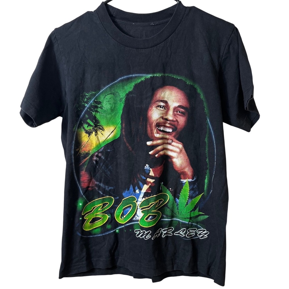 Vintage 90's Bob Marley Jah Live Bootleg Rap T-Shirt Medium Reggae Retro Black M